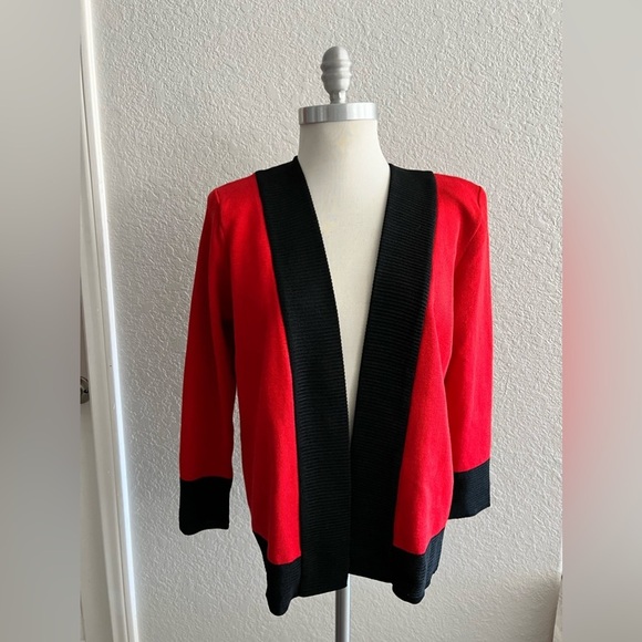 Vintage Givenchy knitwear Red and Black blazer Open Jacket women’s size M/ L - Picture 1 of 6